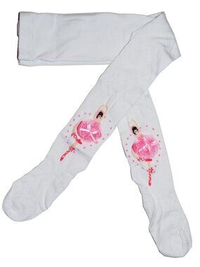 Girls Ballet Footed Knit Tights Socks White